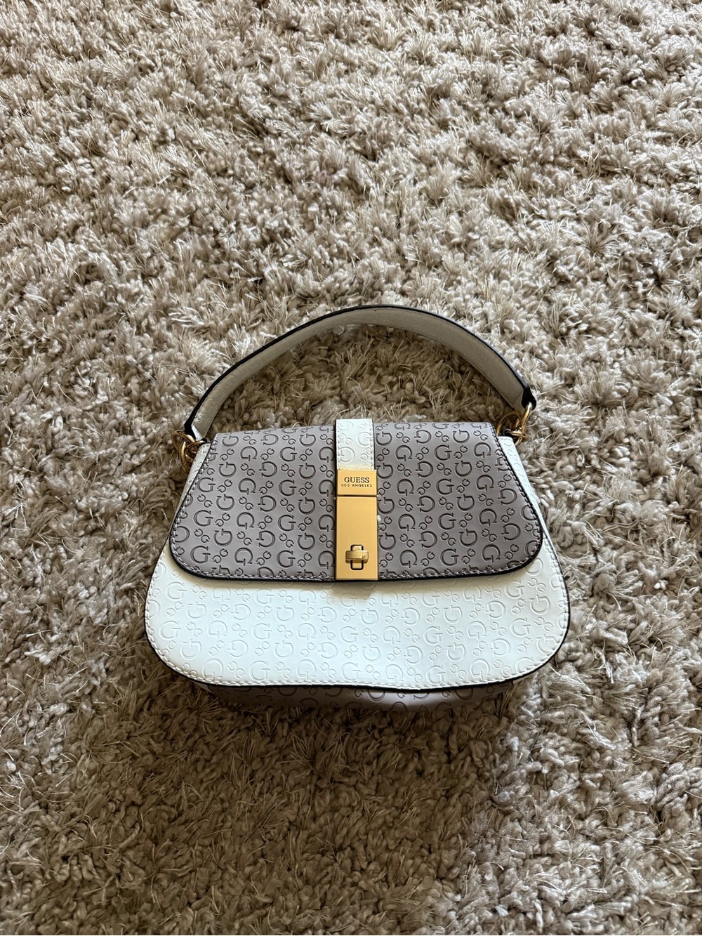 Guess Grey & Black Mini Bag with Gold Hardware